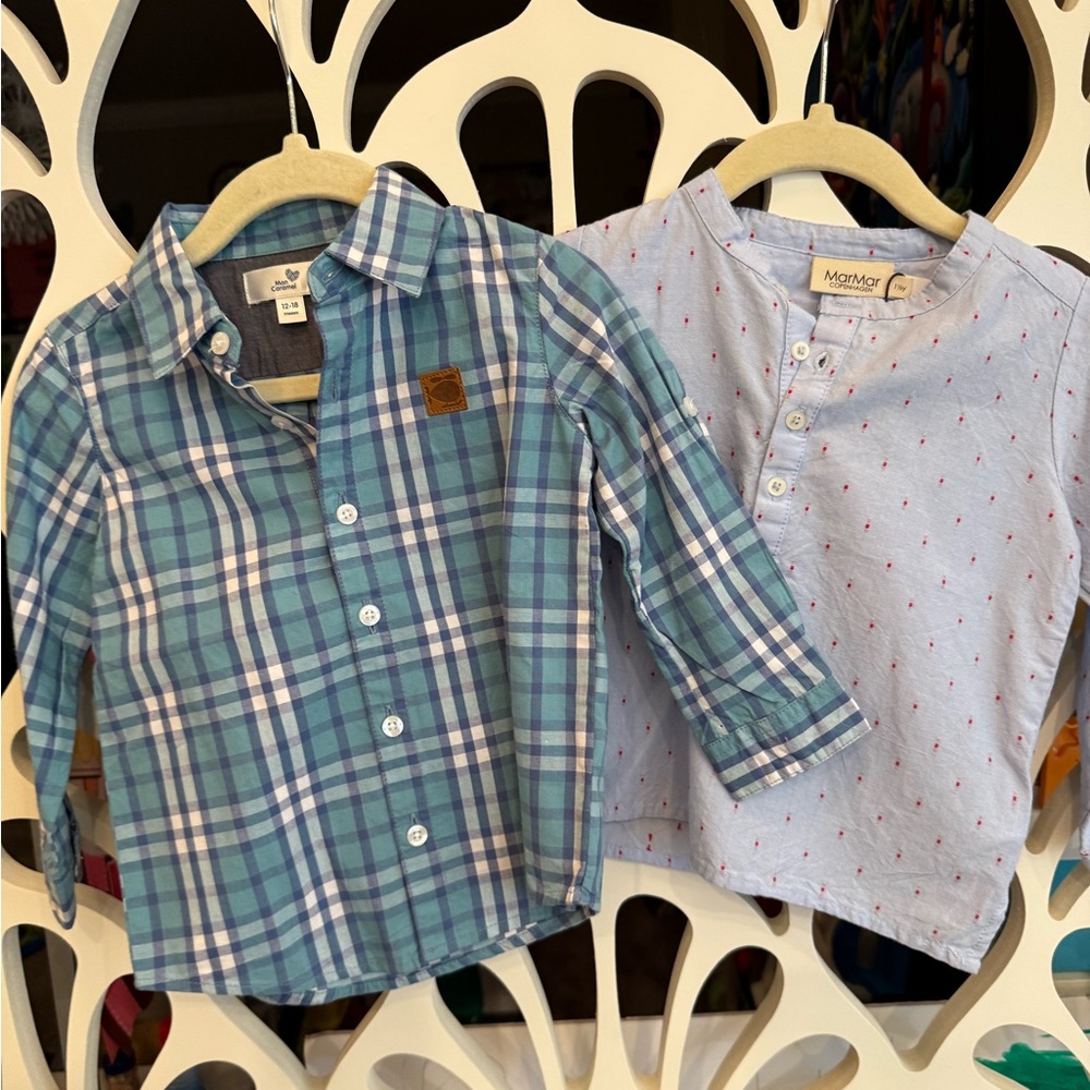 Caramel Blue and White Plaid Button Down Shirt